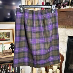 Vintage Amanda Smith Plaid Wool Pencil Skirt Purple Winter Fall Holiday Size 8